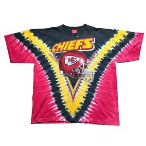 Vintage 90s Kansas City Chiefs NFL Tie Dye Liquid Blue Style T-Shirt